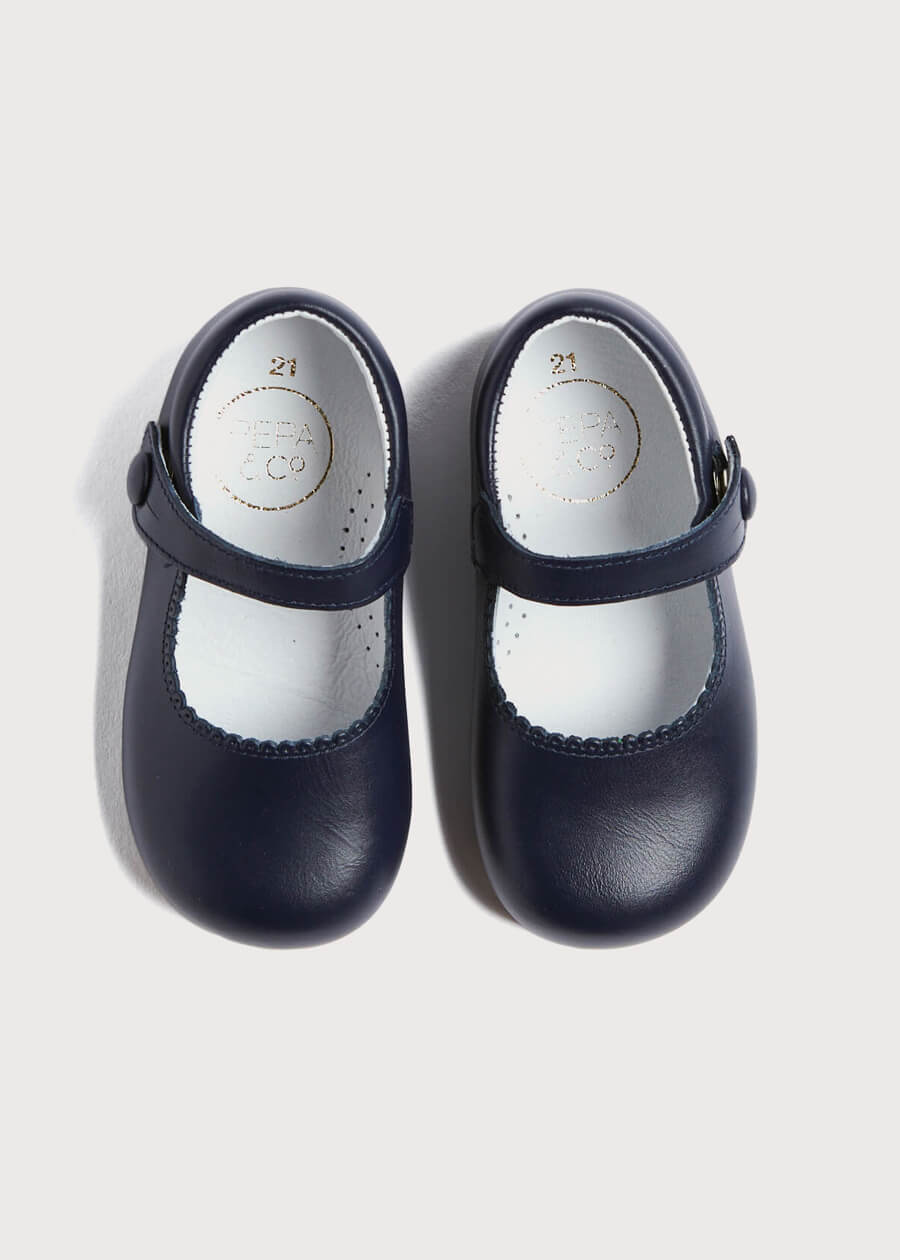 Leather Mary Jane Baby Shoes in Navy (20-24EU) Shoes from Pepa London