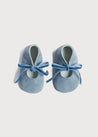 Suede Velvet Ribbon Pram Shoes in Blue (17-20EU) Shoes  from Pepa London