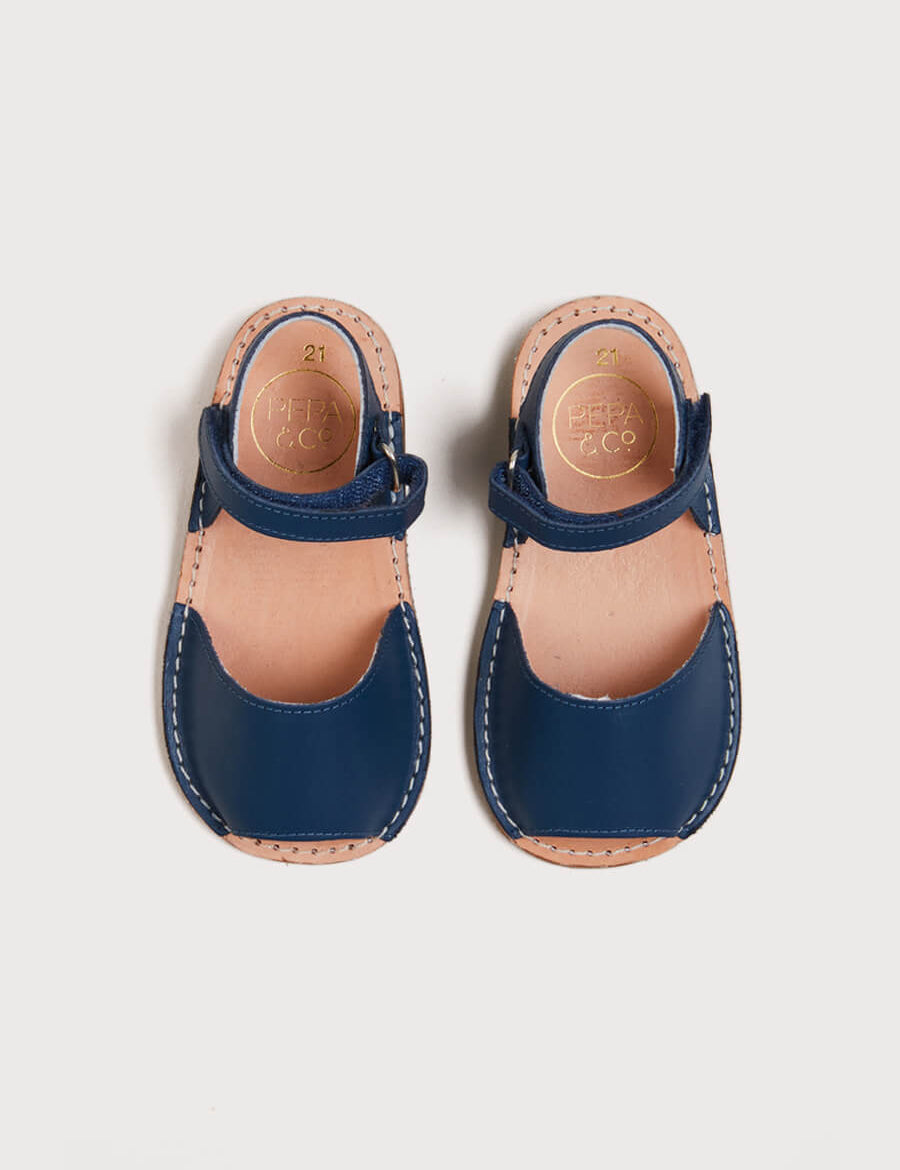 Open Toe Leather Sandals in Blue (17-30EU) Shoes from Pepa London