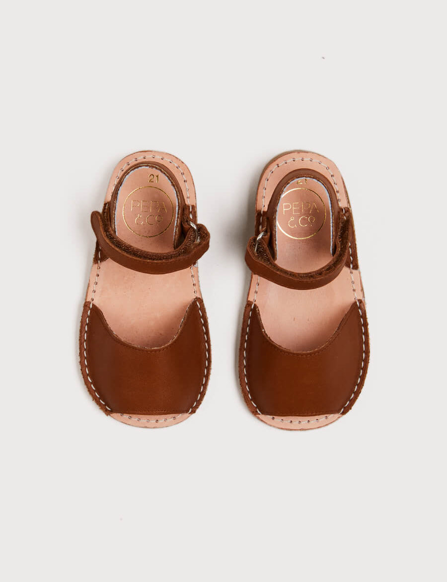 Open Toe Leather Sandals in Brown (17-30EU) Shoes from Pepa London