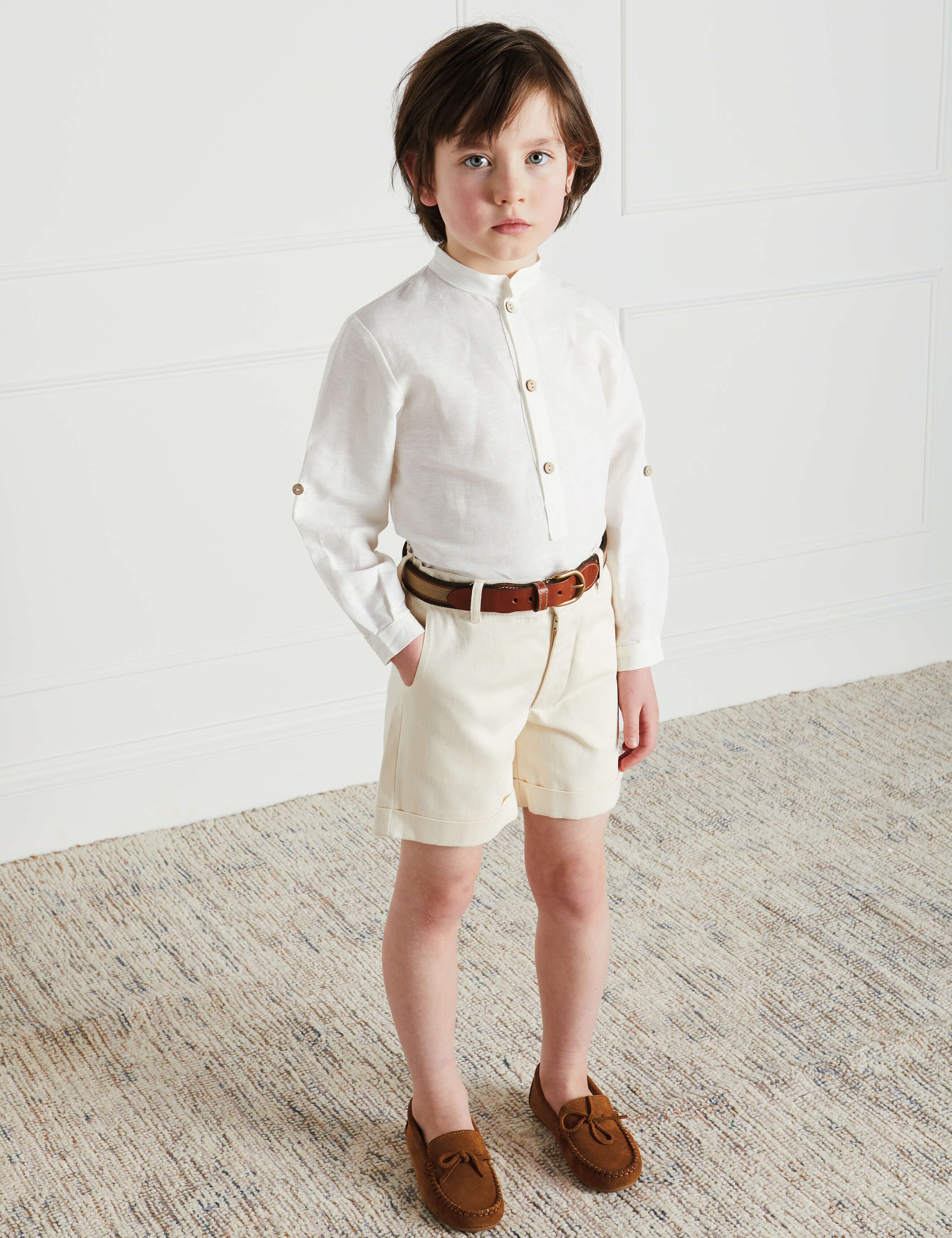 Pocket Detail Shorts With Turn-Ups in Beige (4-10yrs) Shorts from Pepa London