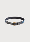 Dark Blue Striped Belt Belts & Braces  from Pepa London