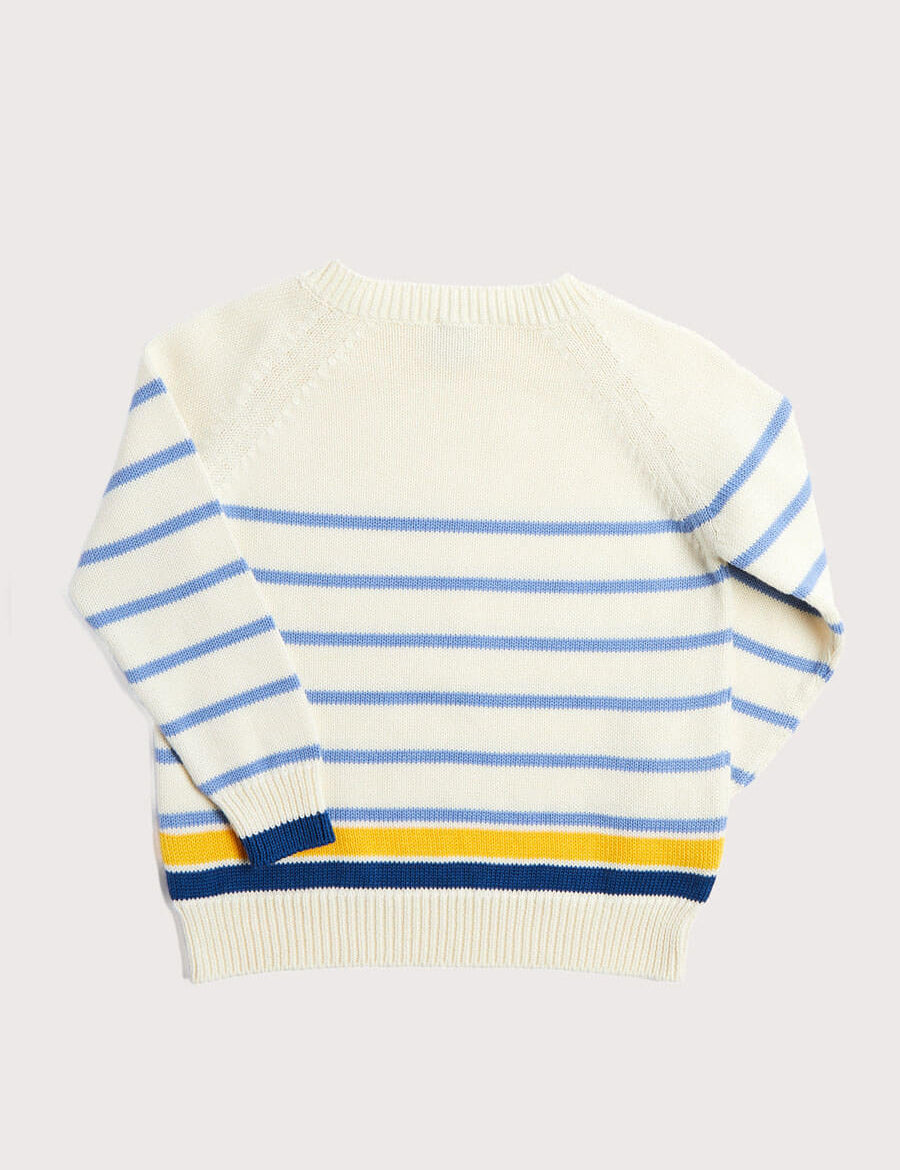 Contrast Stripe Mariner Jumper in White (6mths-10yrs) Knitwear from Pepa London