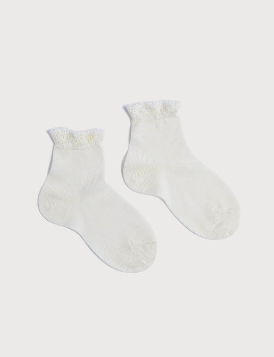 Celebration Short Socks with Ruffle- Cream (0mths-10yrs) Socks from Pepa London