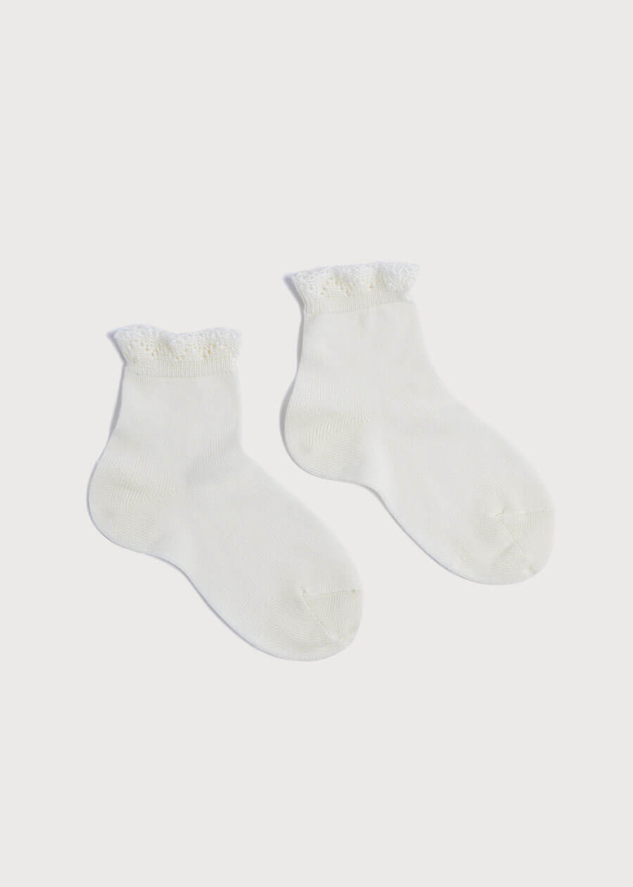 Celebration Short Socks with Ruffle- Cream (0mths-10yrs) Socks from Pepa London