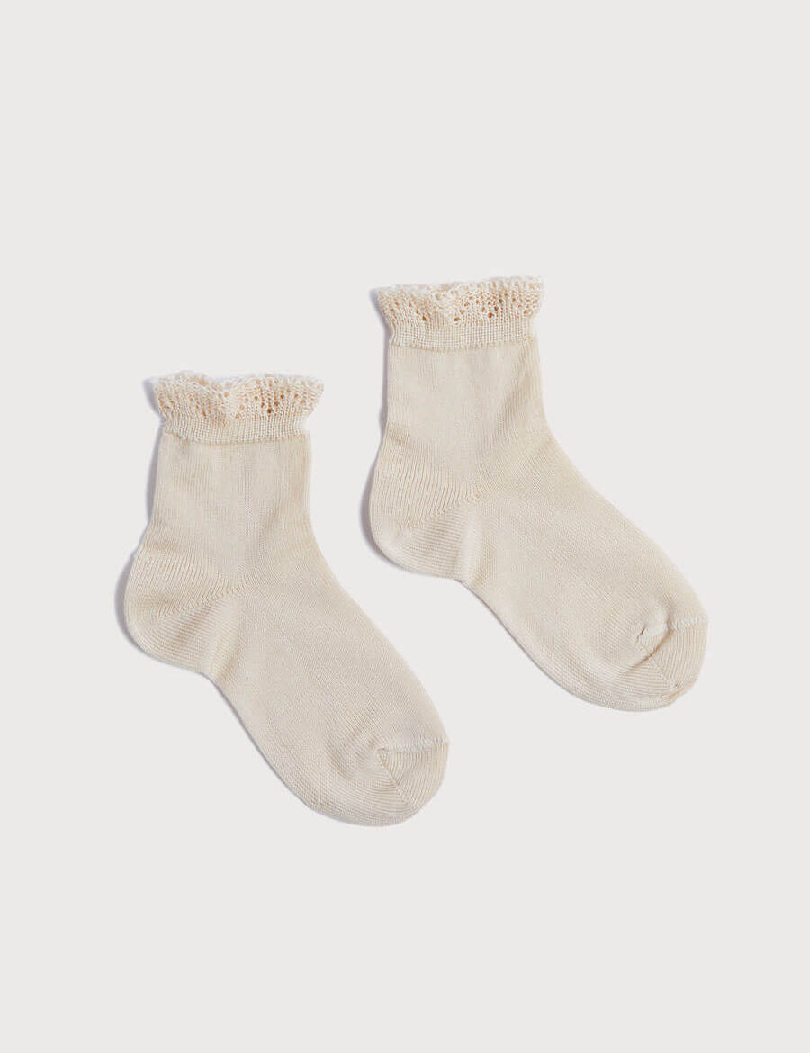 Celebration Short Socks with ruffle - Sand (0mths-10yrs) Socks from Pepa London