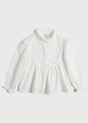 Mao Collar Romantic Blouse in White (18mths-10yrs) Blouses from Pepa London