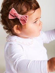Velvet Medium-Bow Clip in Pink Hair Accessories  from Pepa London