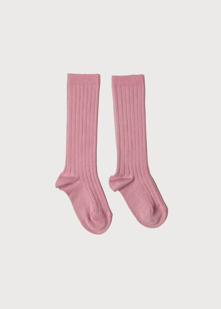 Pink Ribbed Knee-High Socks (3mths-10yrs) Socks from Pepa London