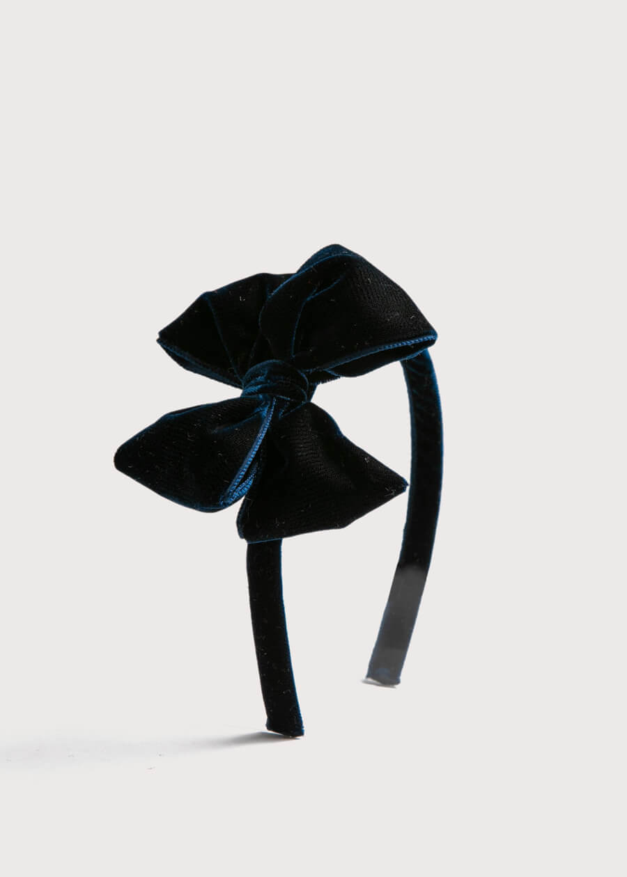 Velvet Hair-Band in Navy Hair Accessories from Pepa London