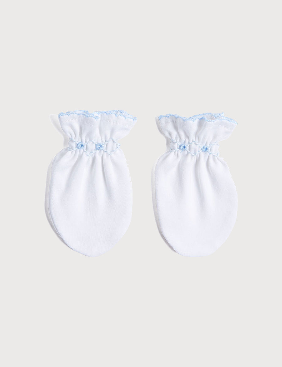 Blue Hand Smocked Mittens Accessories from Pepa London