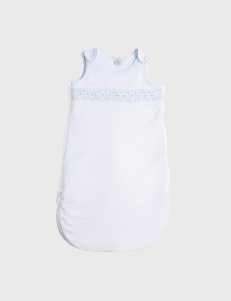 Blue Hand Smocked Sleeping Bag (3-18mths) Accessories from Pepa London