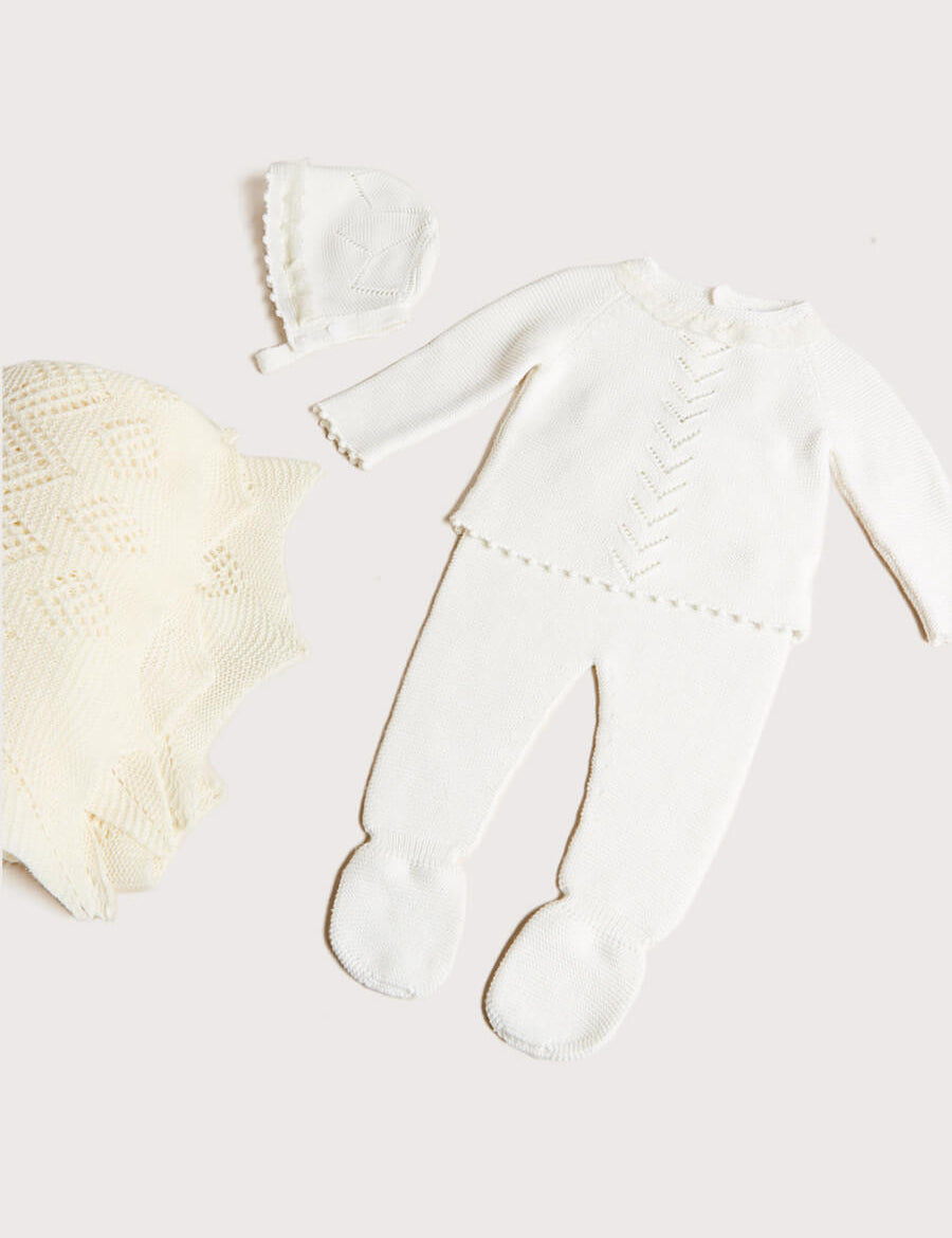 Delicate Ivory Lace Cotton Set (1-12mths) Sets from Pepa London