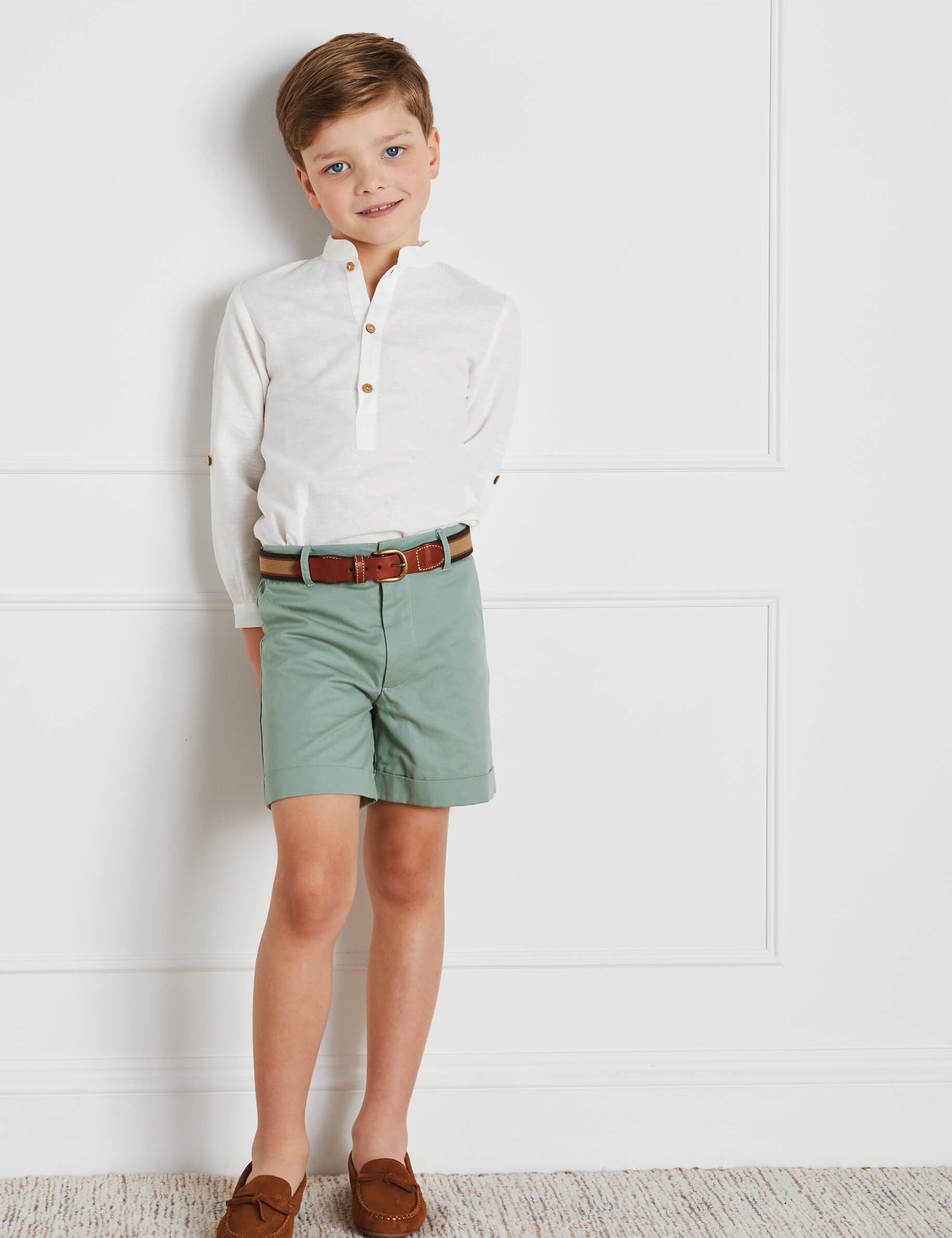 Pocket Detail Shorts With Turn-Ups in Green (4-10yrs) Shorts from Pepa London