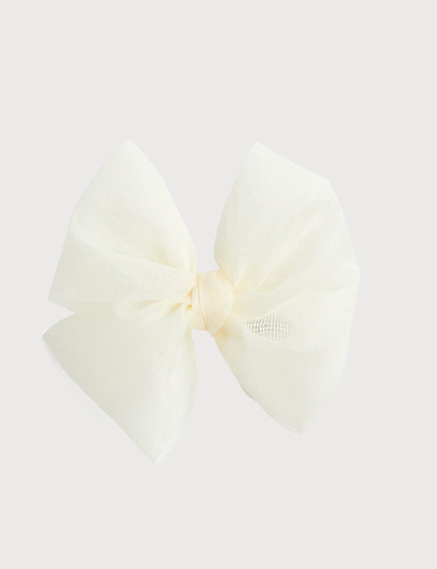 Big Bow Tulle Clip in Ivory Hair Accessories from Pepa London
