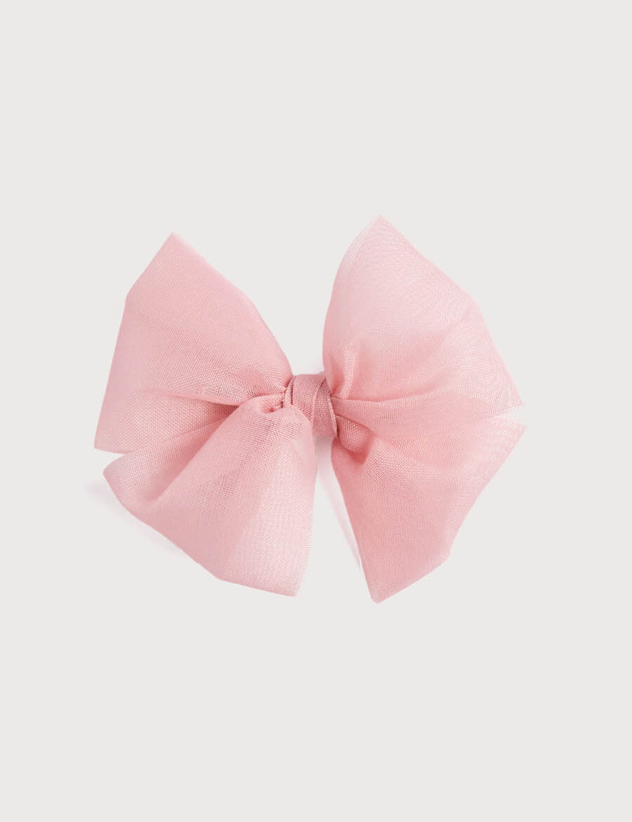 Big Bow Tulle Clip in Dusty Pink Hair Accessories from Pepa London