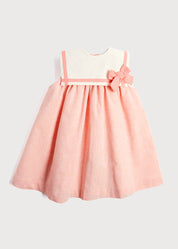 Linen Blend Trapeze Dress in Peach Orange (12mths-10yrs) Dresses from Pepa London