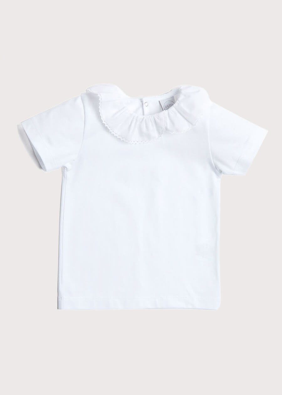 Piculina Trim Top in White (2-10yrs) Tops & Bodysuits from Pepa London