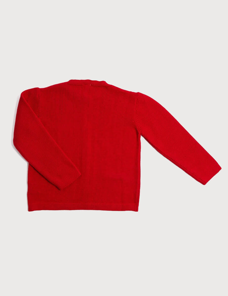 Pocket Front Cardigan in Bright Red (6mths-10yrs) Knitwear from Pepa London