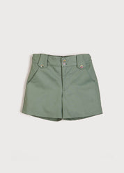 Floral Button Detail Front Pocket Shorts in Green (18mths-10yrs) Shorts  from Pepa London