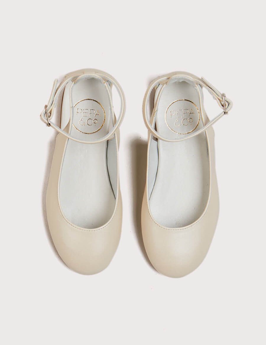 Open Heel Strappy Leather Sandals in Ivory (24-34EU) Shoes from Pepa London