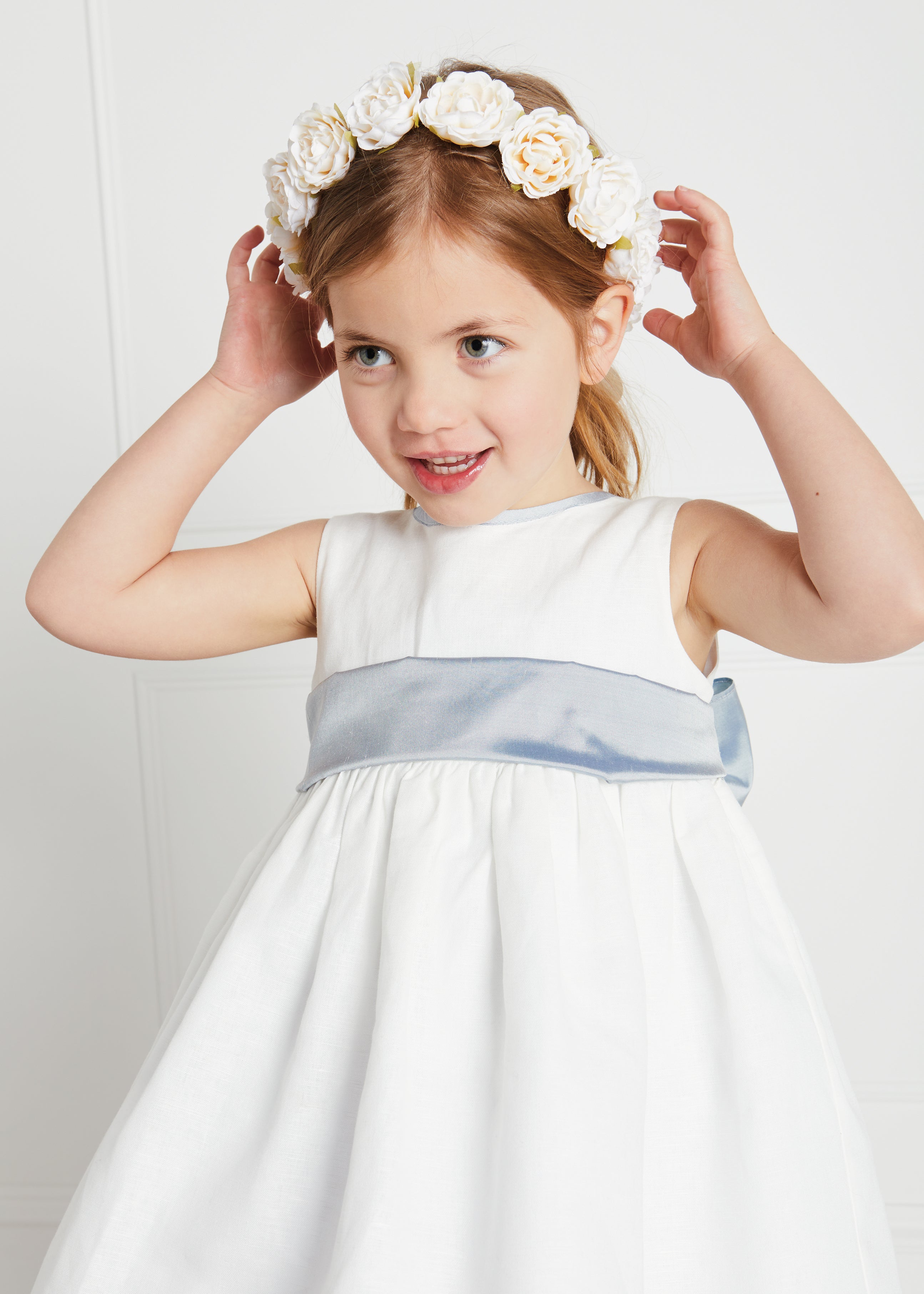Faux Flower Pearl Detail Crown With Ivory Flower Hair Accessories from Pepa London