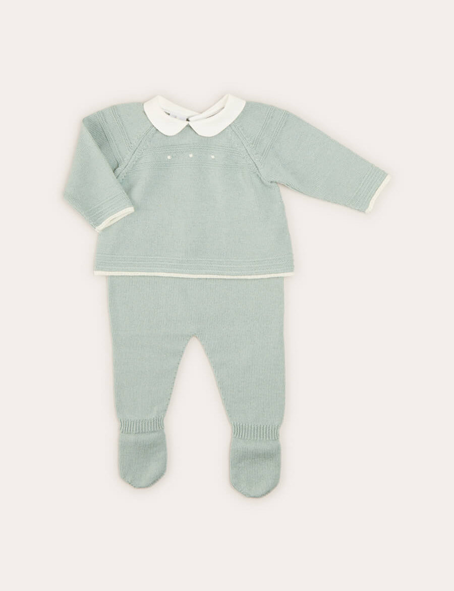 Dot Detail Knitted Set in Green (1-6mths) KNITTED SETS from Pepa London