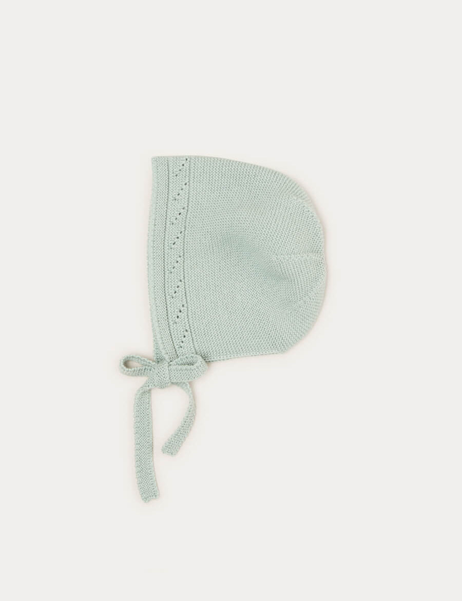 Openwork Bonnet In Green (S-L) KNITTED ACCESSORIES from Pepa London