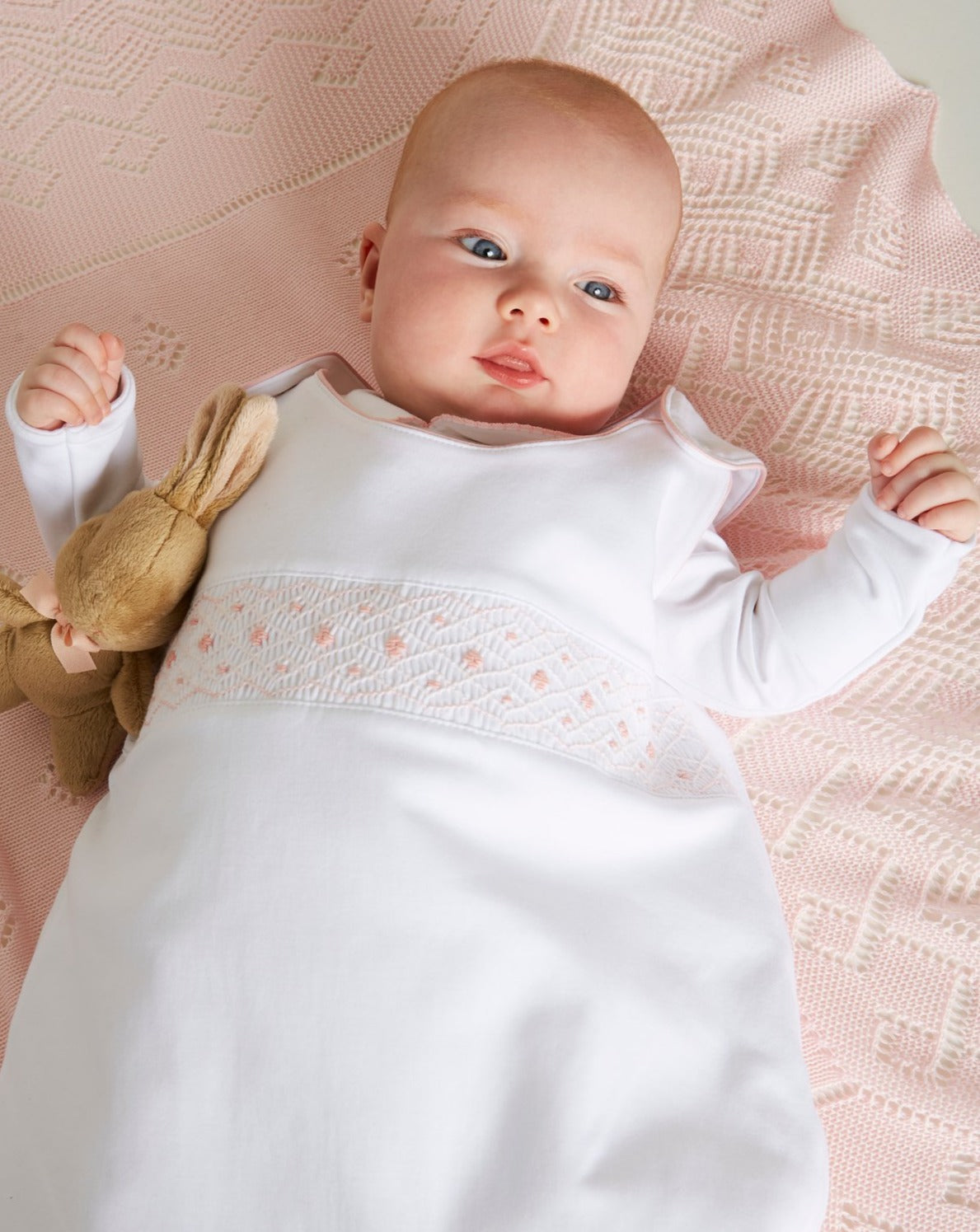 Pink Hand Smocked Sleeping Bag (3-18mths) Accessories from Pepa London