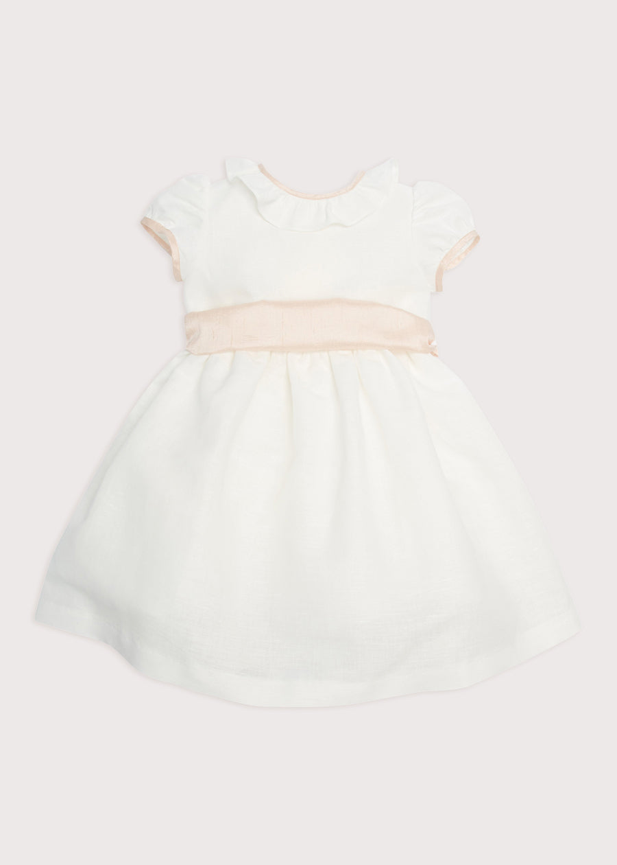 Flower Girl Ivory Dress with Pink Silk Sash (6mths-10yrs) Dresses from Pepa London