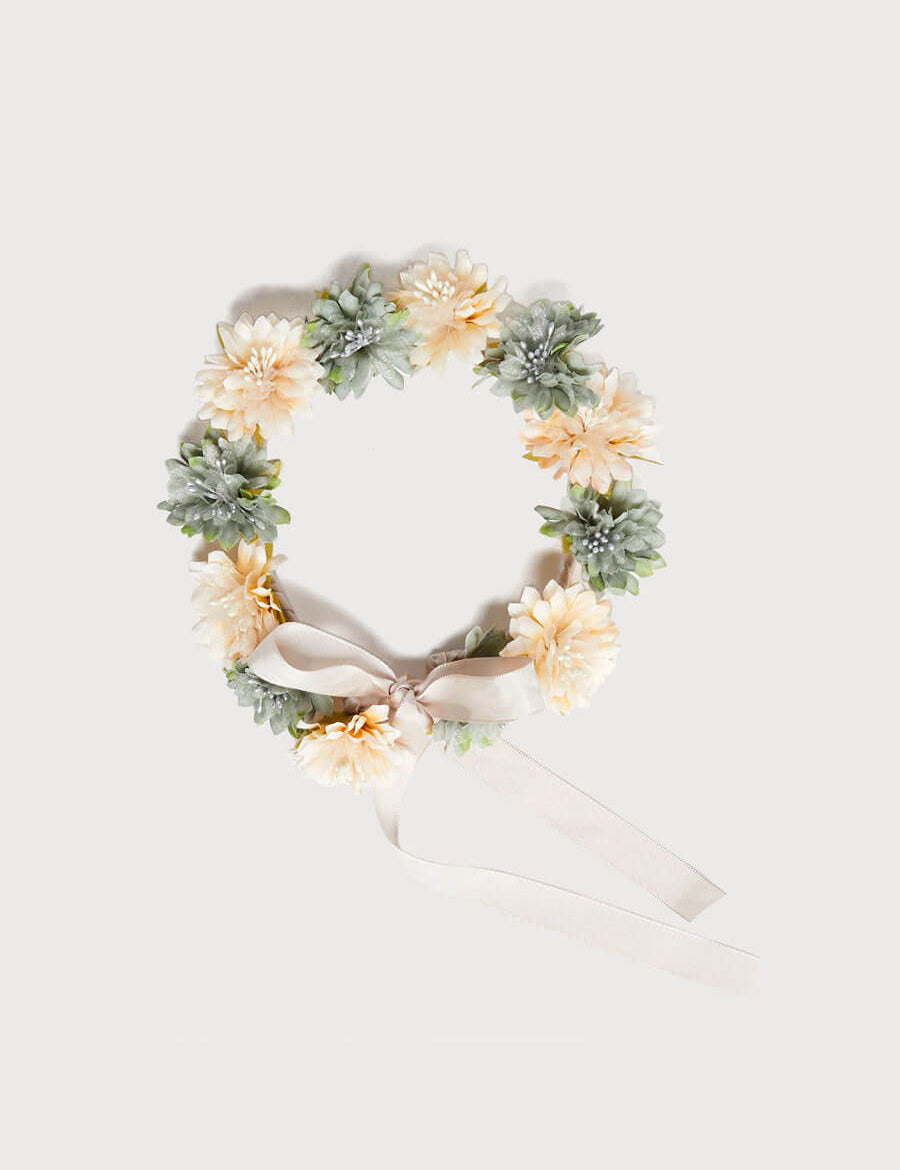 Flower Pearl Detail Crown in Teal Blue Hair Accessories from Pepa London