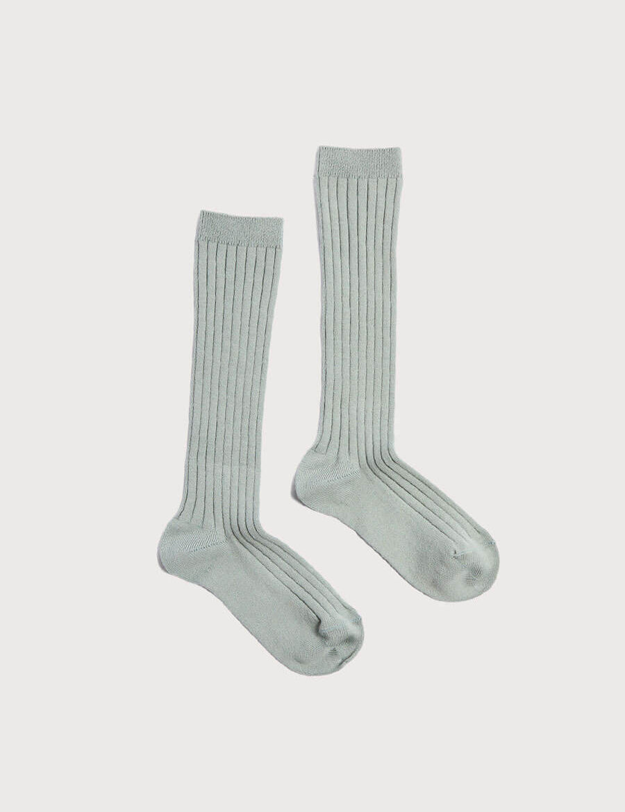 Ribbed Knitted Knee Socks in Dusty Green (3mths-8yrs) Socks from Pepa London