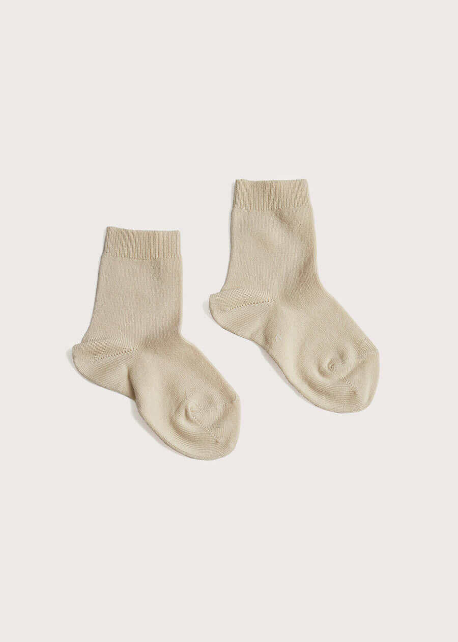 Cotton Short Socks Beige (0mths-10yrs) Socks from Pepa London