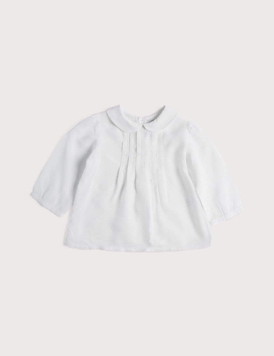 White Cotton Shirt with Delicate Embroidery Blouses from Pepa London