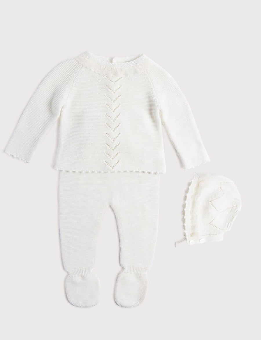Delicate Ivory Lace Cotton Set (1-12mths) Sets from Pepa London