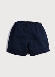 Classic Turn-up Hem Cotton Shorts in Navy (12mths-4yrs) Shorts from Pepa London
