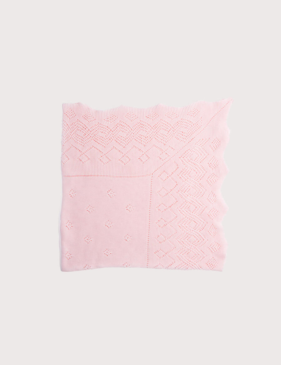 Pink Knitted Cotton Baby Blanket Knitted Accessories from Pepa London