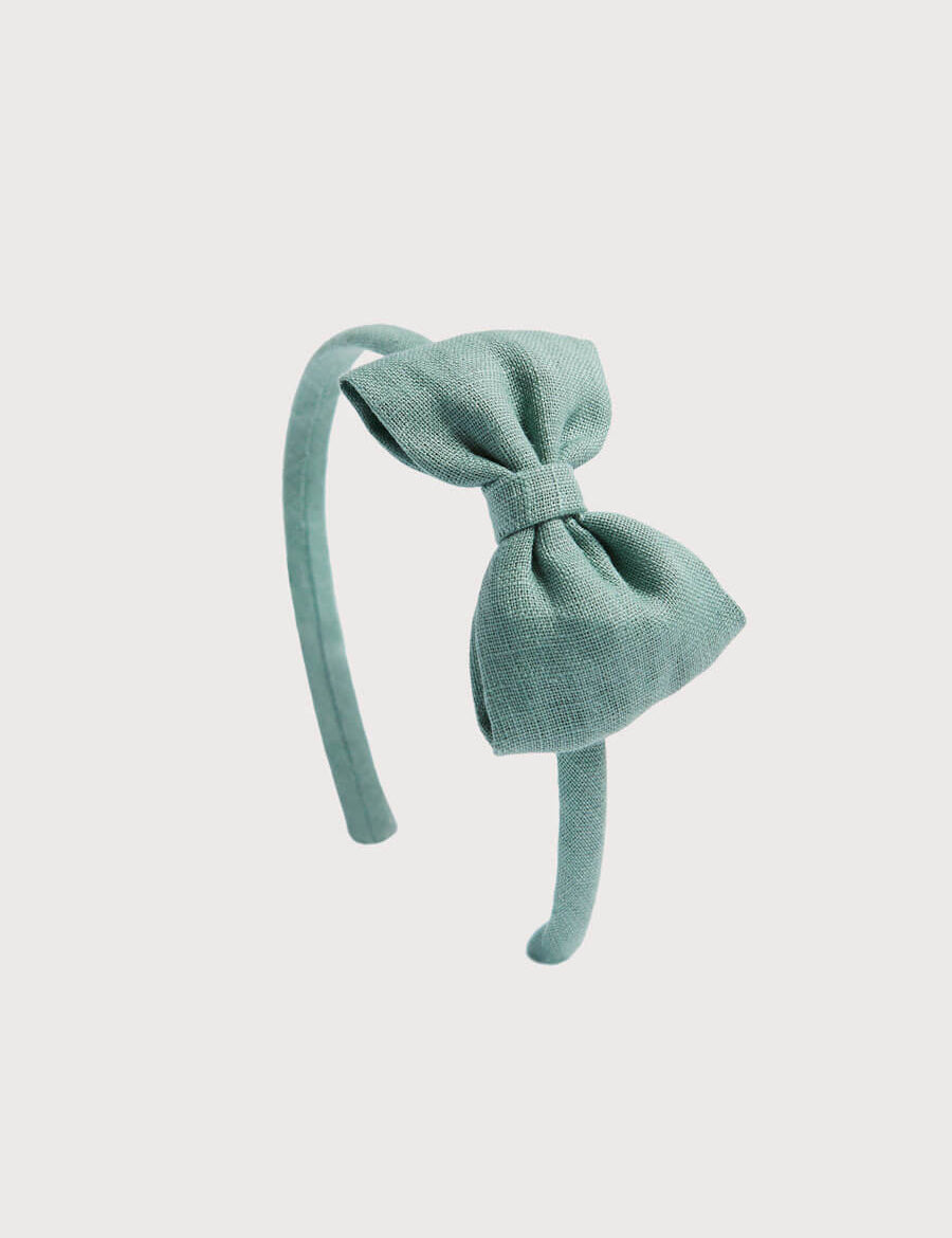 Green Linen Hairband Hair Accessories from Pepa London