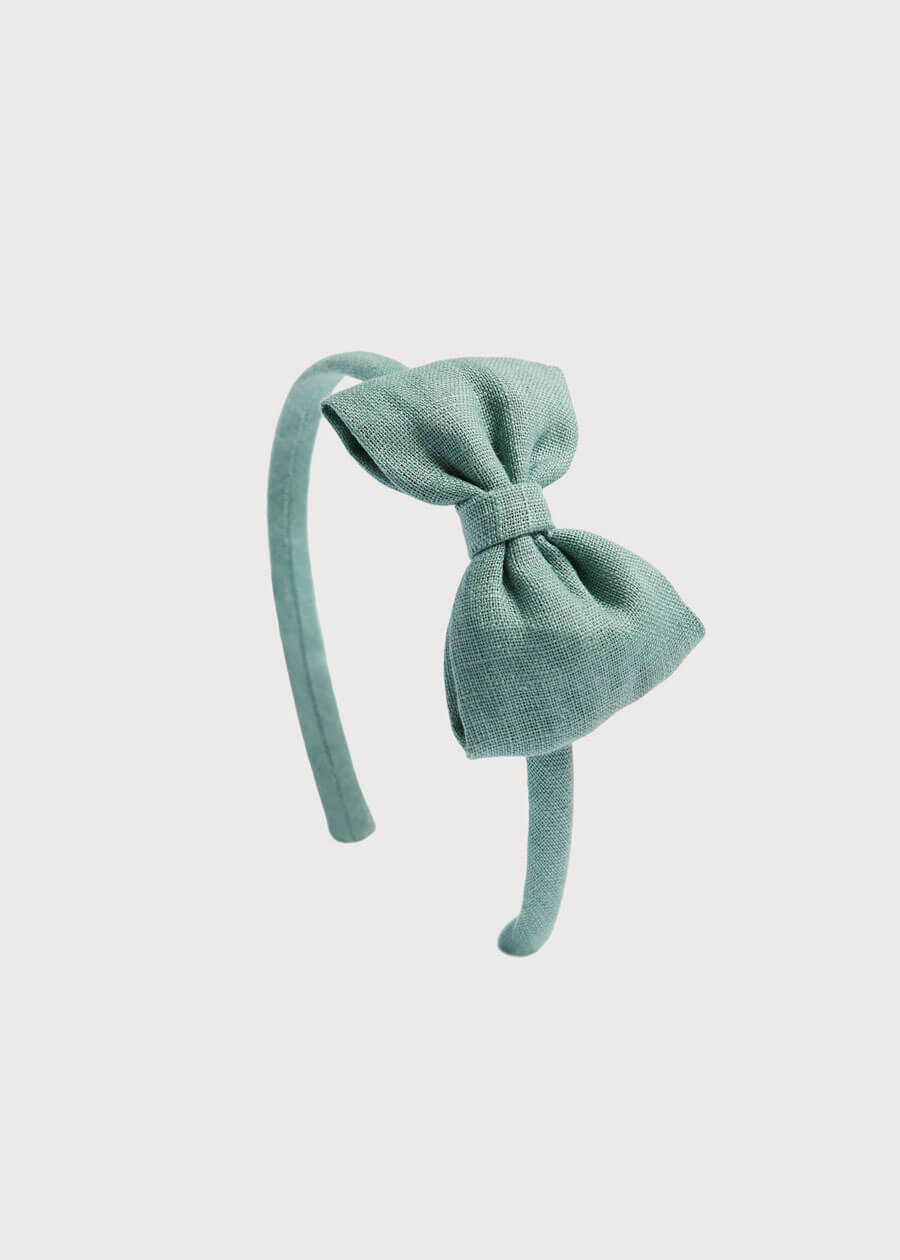 Green Linen Hairband Hair Accessories from Pepa London