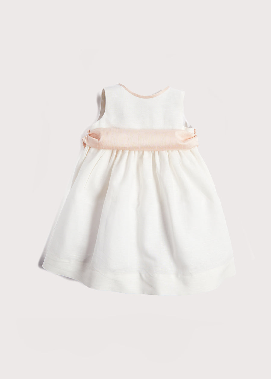 Sleeveless Ivory Flower Girl Dress with Pink Silk Sash (6mths-10yrs) Dresses from Pepa London