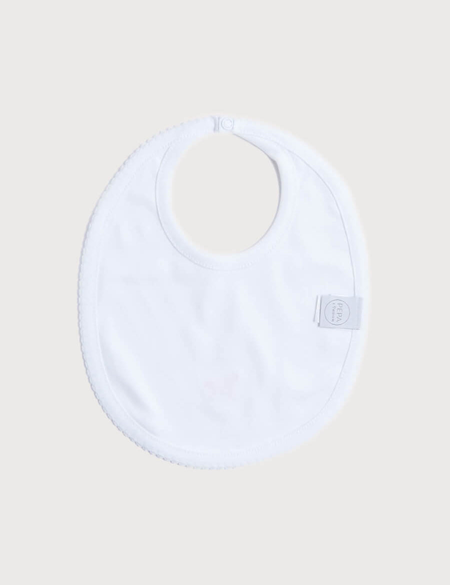 White Bib with Pink Embroidered Rocking Horse Accessories from Pepa London