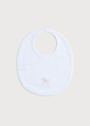 White Bib with Pink Embroidered Rocking Horse Accessories  from Pepa London