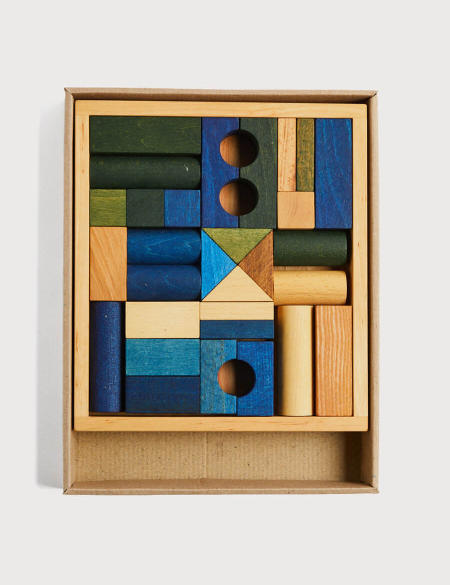 Wooden Blocks in Blue Toys from Pepa London