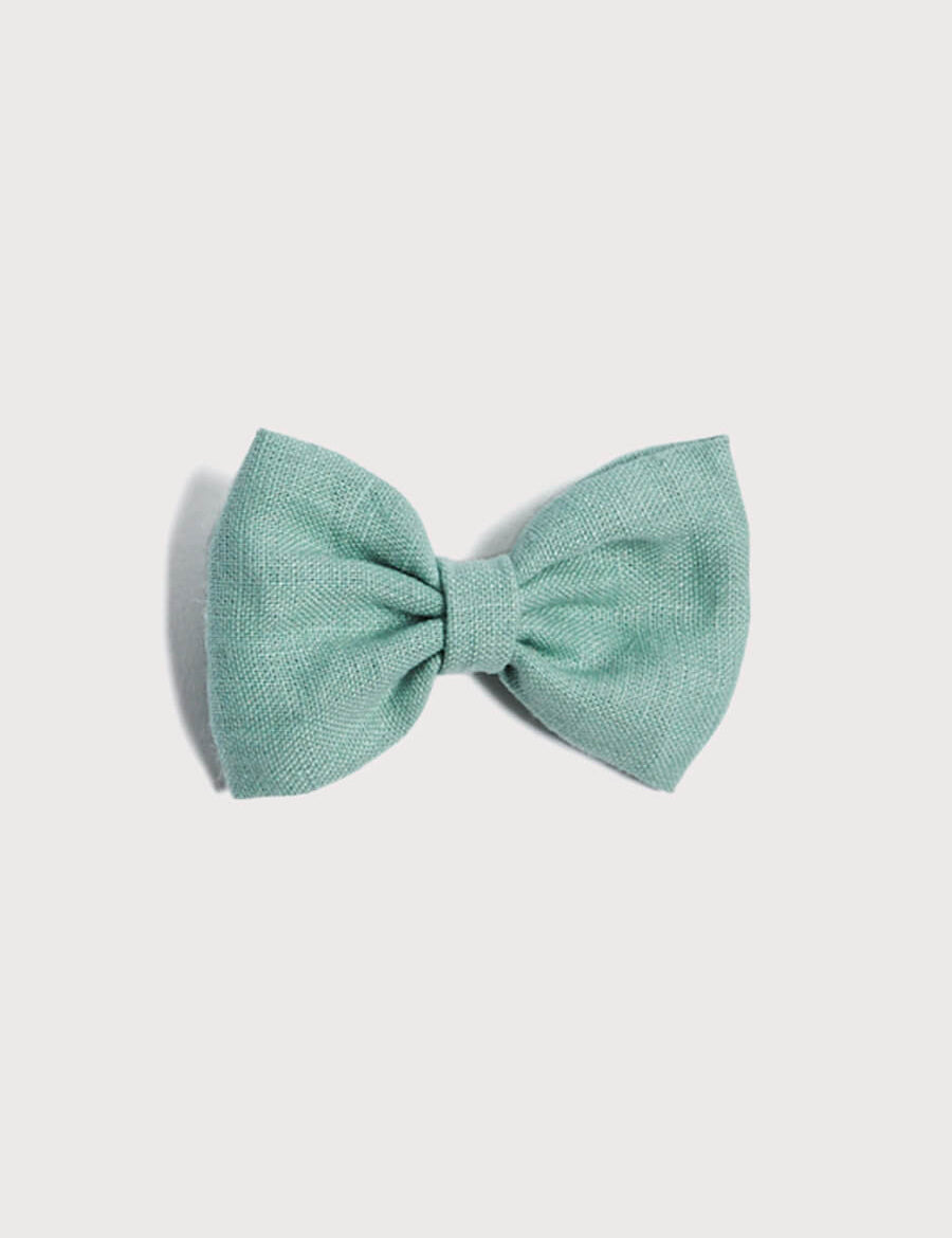 Green Linen Big Bow Clip Hair Accessories from Pepa London