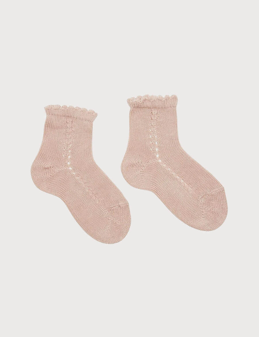 Openwork short socks - Dusty Pink (0mths-10yrs) Socks from Pepa London