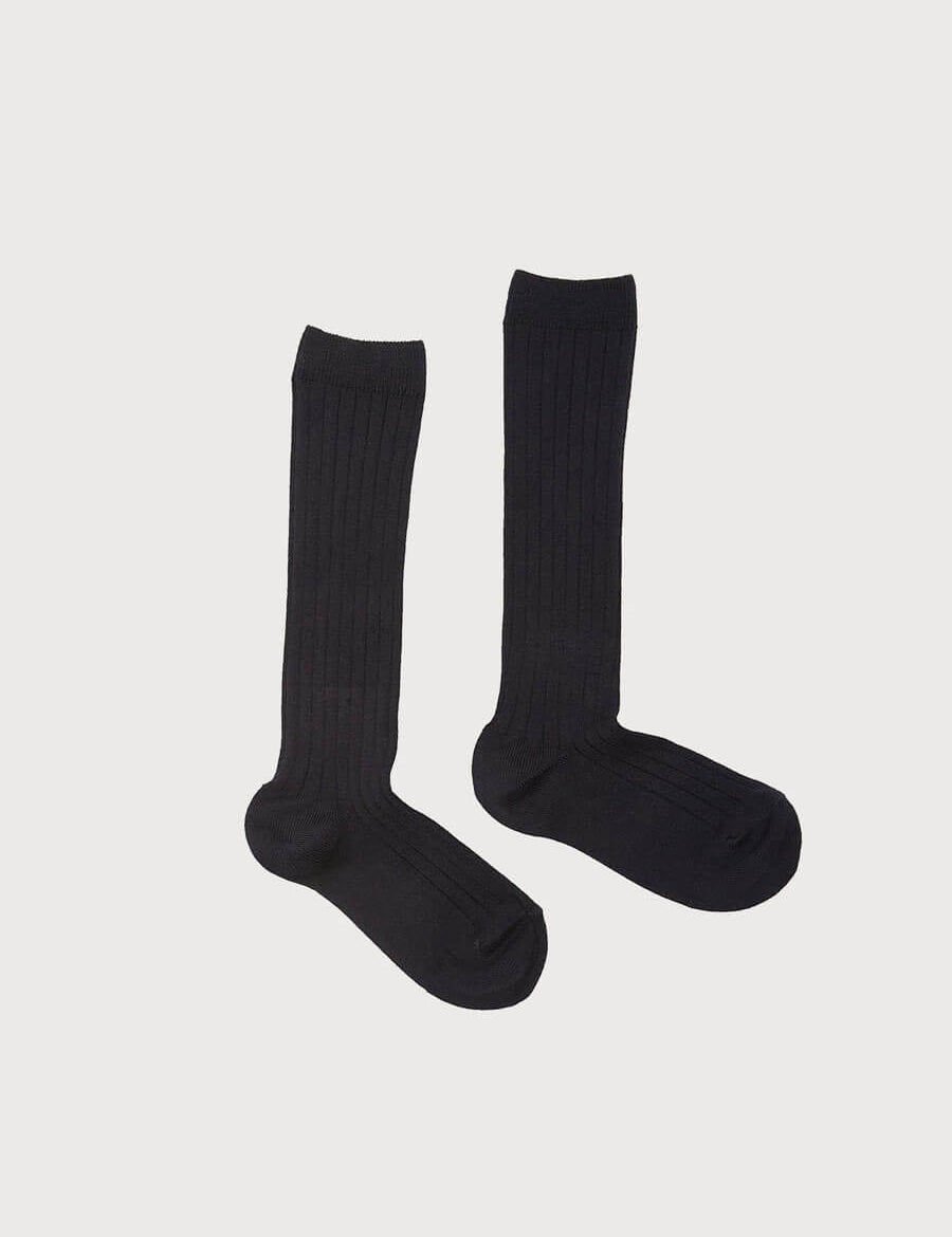 Navy Ribbed Knee-High Socks (3mths-10yrs) Socks from Pepa London