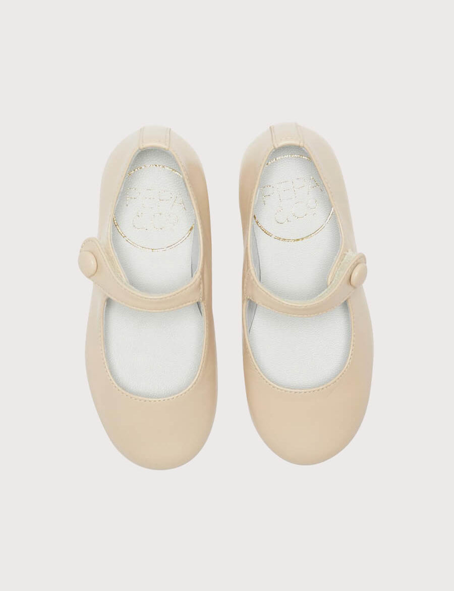 Girl's Beige Leather Celebration Shoes (20-34EU) Shoes from Pepa London