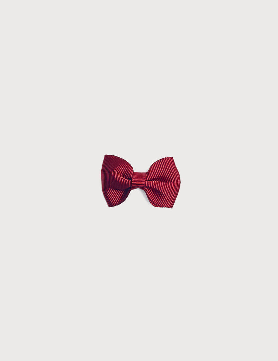 Burgundy Small Bow Clip Hair Accessories from Pepa London