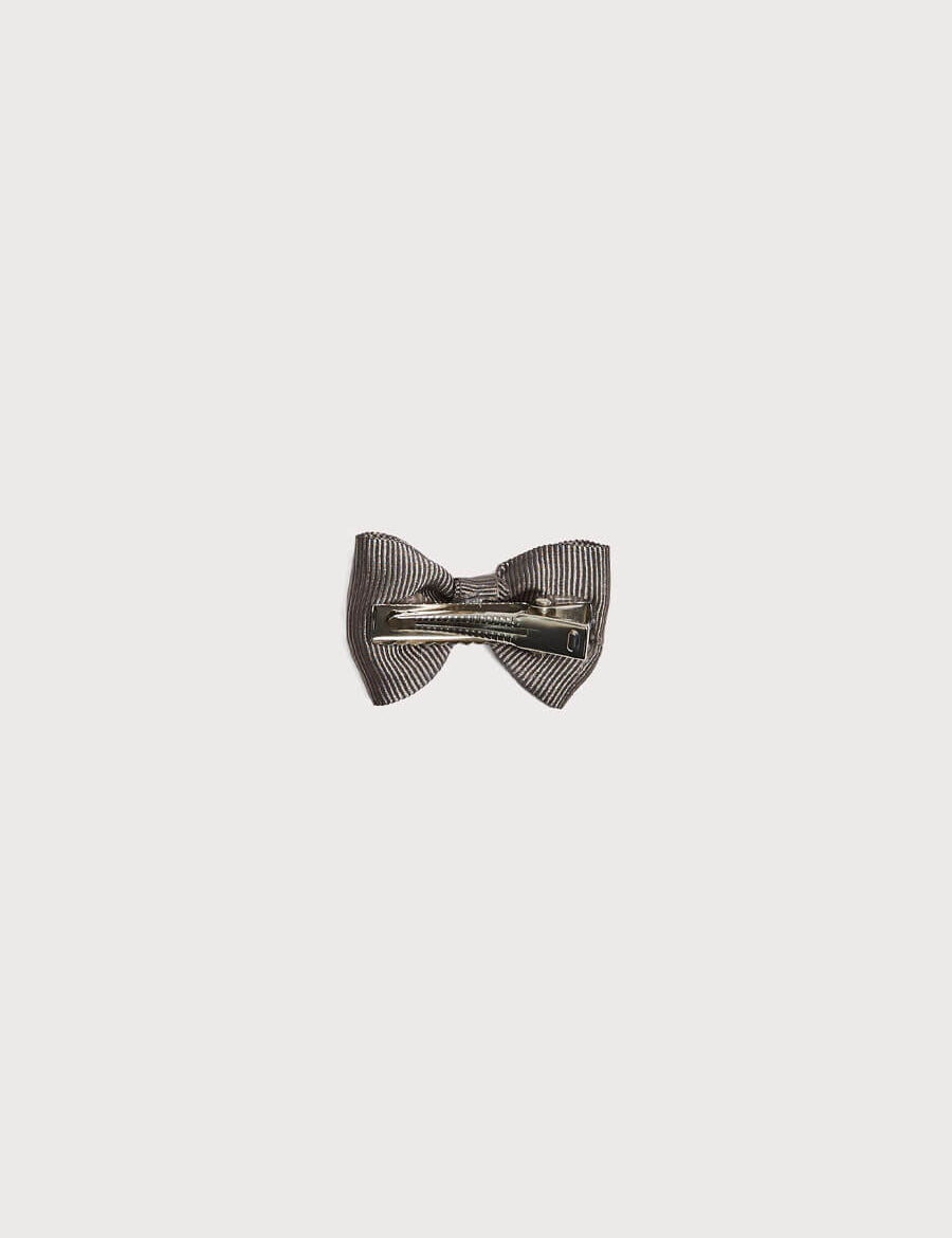 Dark Grey Small Bow Clip Hair Accessories from Pepa London