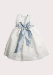 Sleeveless Ivory Flower Girl Dress with Blue Silk Sash (6mths-10yrs) Dresses from Pepa London